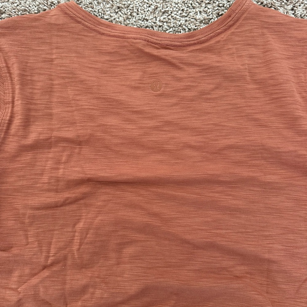 Lululemon Athletica Ruffled Orange Short Sleeve Top - Picture 3 of 3